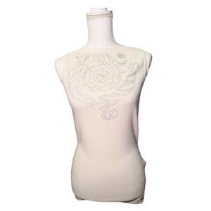 NWT Versace Womens Size 40 Cream Sleeveless Top Knit Designer Luxury Essential